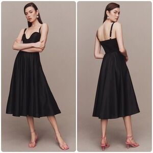 Hutch‎ Anthropologie Womens Sweetheart U-Neck Smocked Bodice Midi Dress Size 8